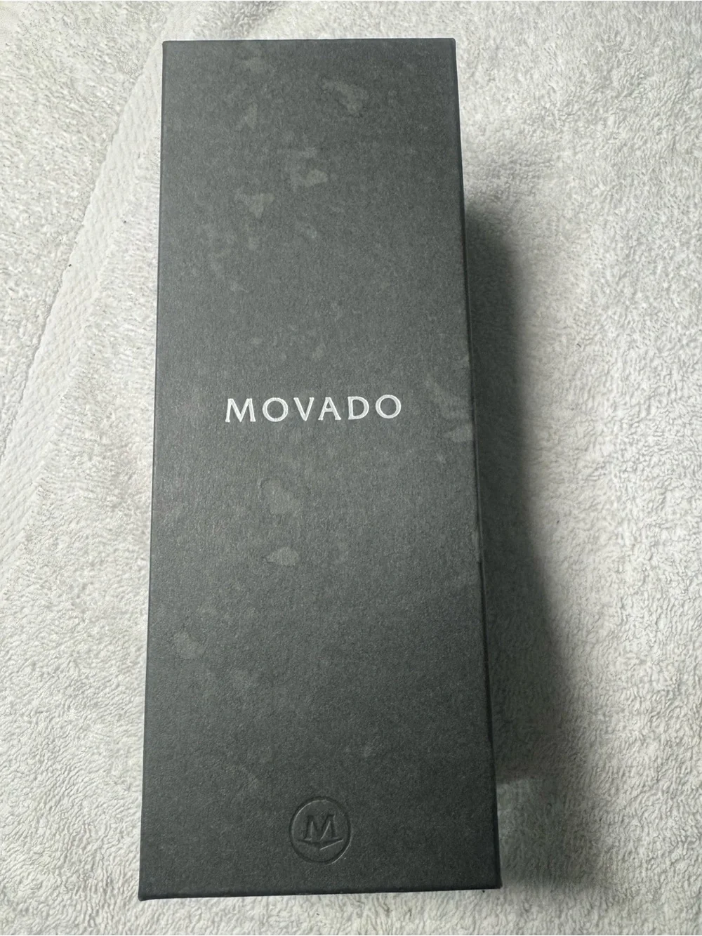 #119 Movado Men's Stainless Steel Watch with Black Dial and Silver Bracelet